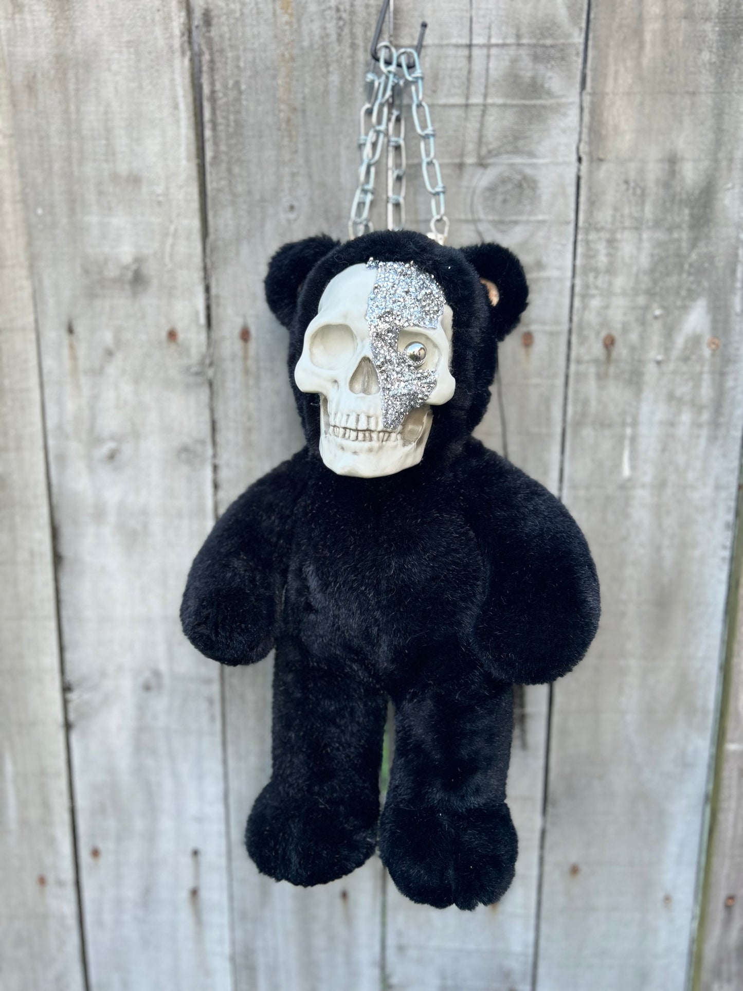 Black Rhinestone Skull Bear Backpack
