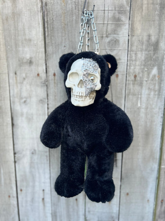 Black Rhinestone Skull Bear Backpack